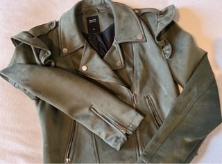 Chiodo scamosciato verde Calliope taglia S