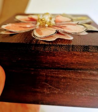 4x Cofanetti Legno Decorati Fiori Fatti a Mano