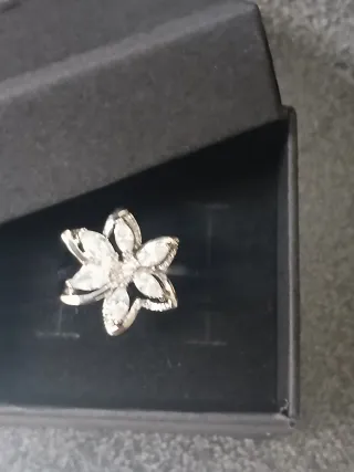 Anel Prata Flor Zircónia