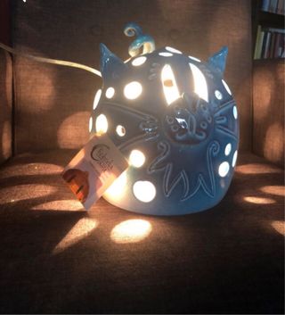 Lampada gatto ceramica artigianale
