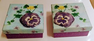 Coppia scatole Natale decoupage a mano