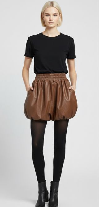 Minifalda efecto piel marrón