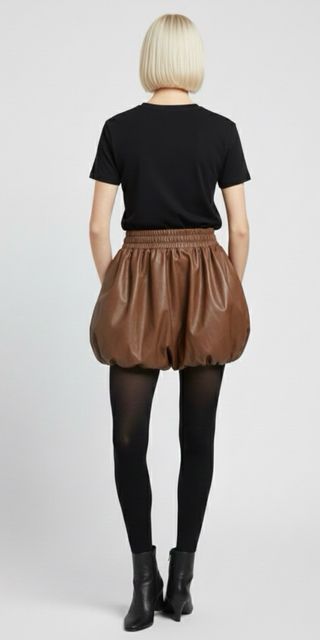 Minifalda efecto piel marrón