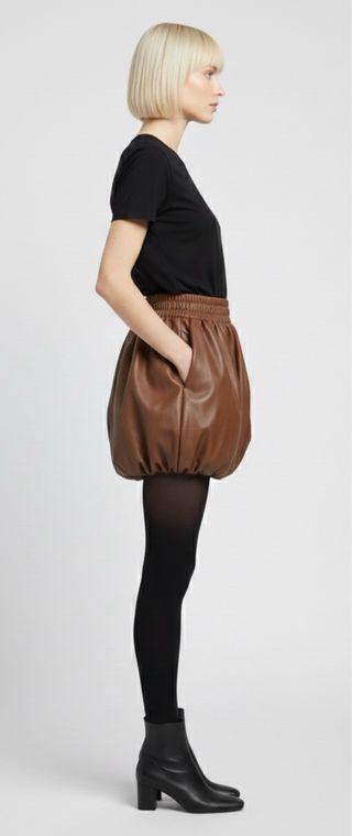 Minifalda efecto piel marrón