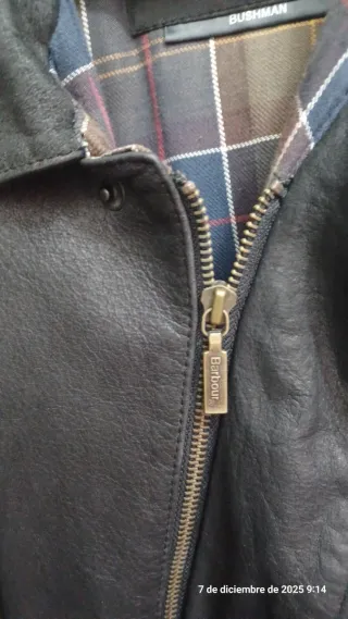 Abrigo Barbour Bushman Negro Piel