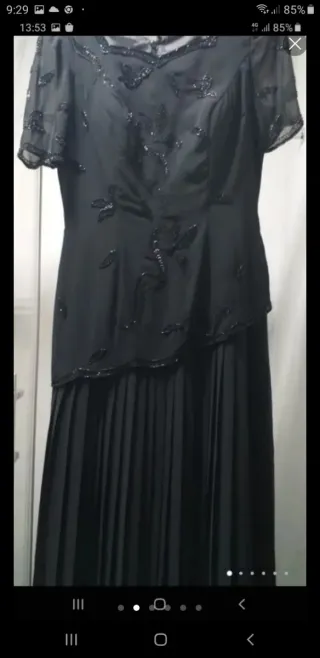 Vestido largo negro VINTAGE con pedrería