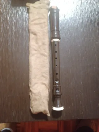 Flauta dulce marrón con funda