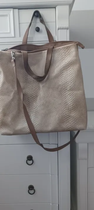 Bolso de piel Lurueña Beige/Dorado