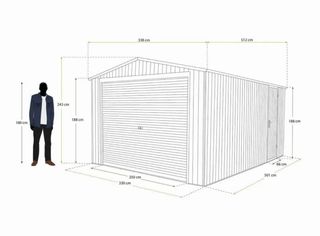 Garaje metálico 512x338x243 cm (17,3 m²) Leicester verde KIS12964
