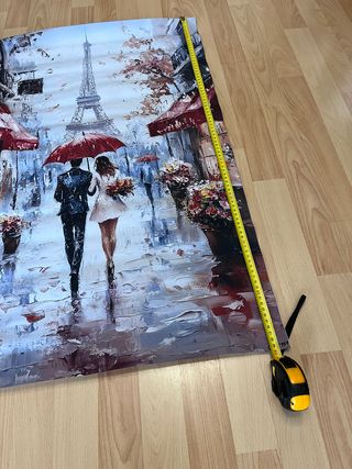 Lienzo 60x90cm Pareja París Lluvia Torre Eiffel