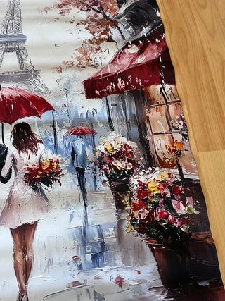 Lienzo 60x90cm Pareja París Lluvia Torre Eiffel