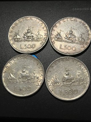 4  pezzi Lire 500 Argento Le Caravelle