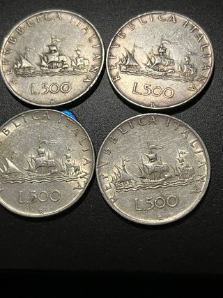 4  pezzi Lire 500 Argento Le Caravelle