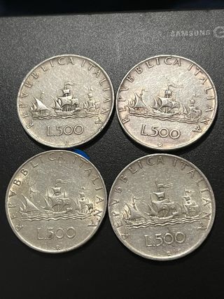 4  pezzi Lire 500 Argento Le Caravelle