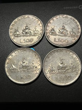 4  pezzi Lire 500 Argento Le Caravelle