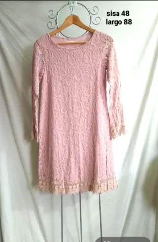 Vestido rosa encaje talla U
