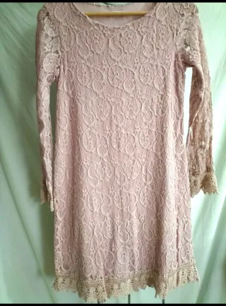 Vestido rosa encaje talla U