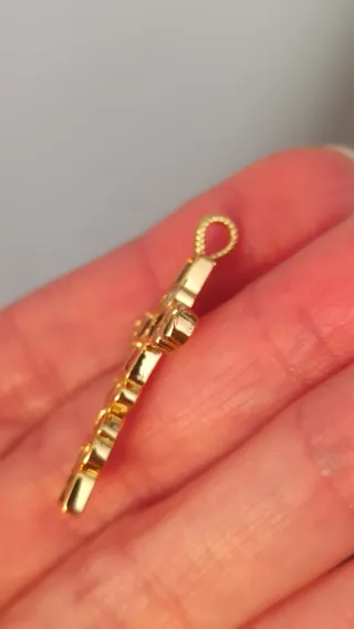 Colgante Cruz Acero Dorado Piedras Semipreciosas