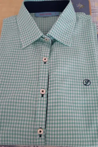 Camisa cuadros, verde menta, mujer.