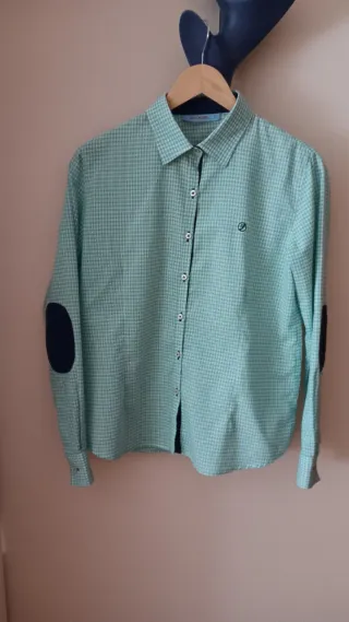 Camisa cuadros, verde menta, mujer.