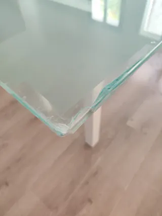 Mesa comedor cristal y madera