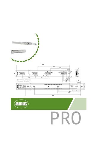 Guía de Cajón Metálica 500x45mm | Extracción Total