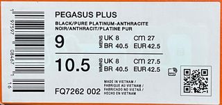 Zapatillas Nike Pegasus Plus 42.5 Negras