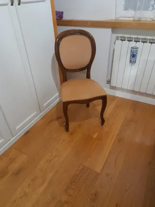 Sedia Classica Beige/Marrone - Legno e Tessuto