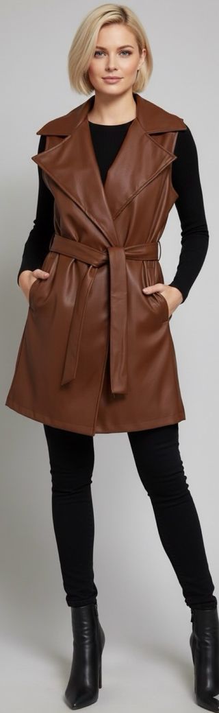 Chaleco largo marrón