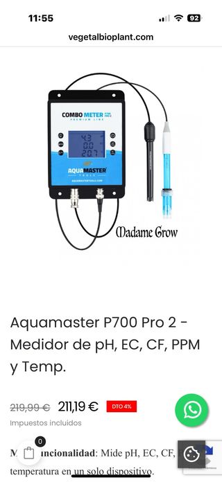 Medidor pH EC CF PPM Temp Aquamaster P700 Pro 2