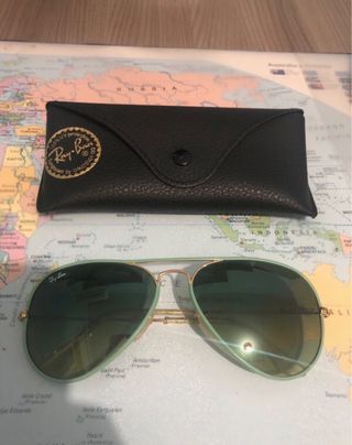 Ray-Ban Aviator Occhiali da Sole Oro/Verde