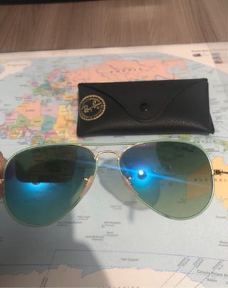 Ray-Ban Aviator Occhiali da Sole Oro/Verde
