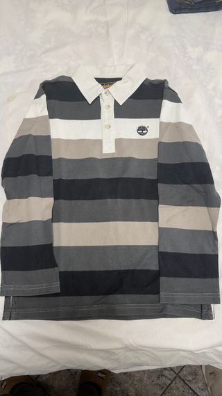Polo Timberland niño rayas grises y blancas