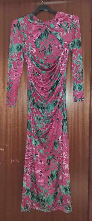 Vestido largo ceremonia evento estampado