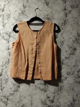 Conjunto lino pantalón y chaleco naranja