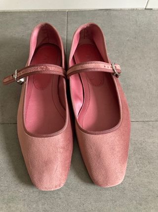 Manoletinas Zara rosa terciopelo T39