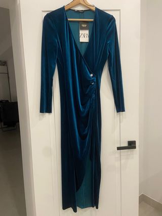 Vestido Terciopelo Midi Zara Talla S