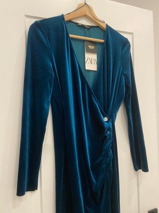 Vestido Terciopelo Midi Zara Talla S