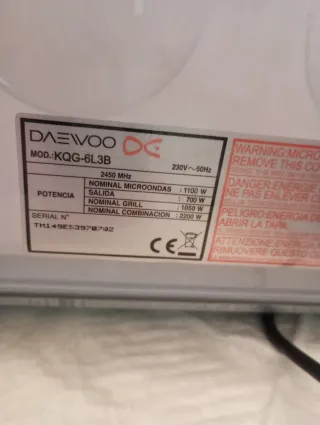Microondas Grill Daewoo Blanco
