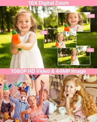 Cámara Digital 44MP Zoom 16X Rosa