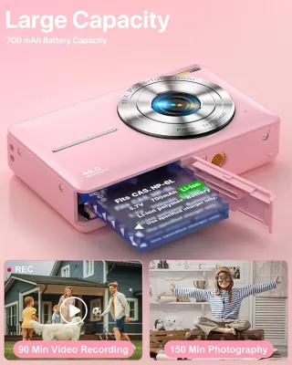 Cámara Digital 44MP Zoom 16X Rosa