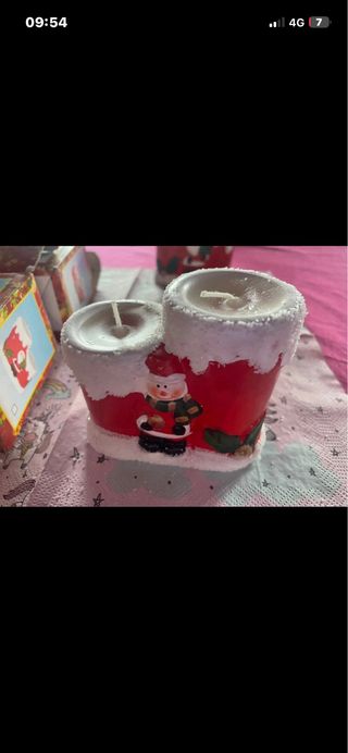 Coppia Candele Natale Babbo Natale