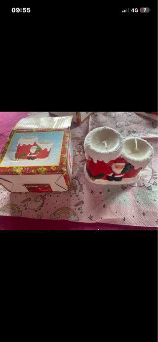 Coppia Candele Natale Babbo Natale