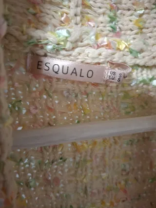 Abrigo largo tweed multicolor con flecos