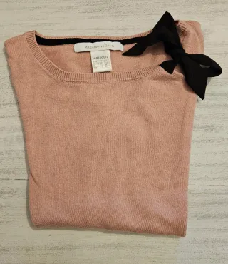 Jersey punto rosa lazo negro