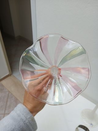 Portacandele in vetro soffiato floreale