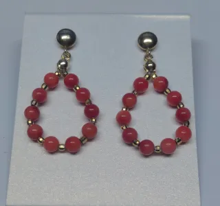 Pendientes Coral y Plata de Ley chapada en oro