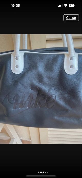 Bolsa de viaje de piel Nike negra y blanca