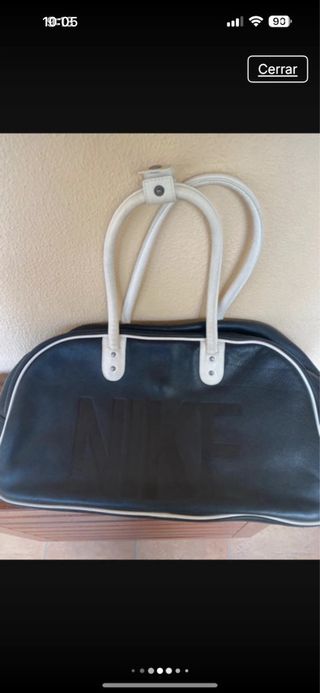 Bolsa de viaje de piel Nike negra y blanca