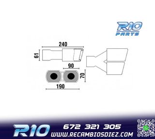 COLA ESCAPE DOBLE RECTANGULAR ACERO INOX